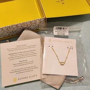 Kendra Scott Gold Necklace With White Gemstone
